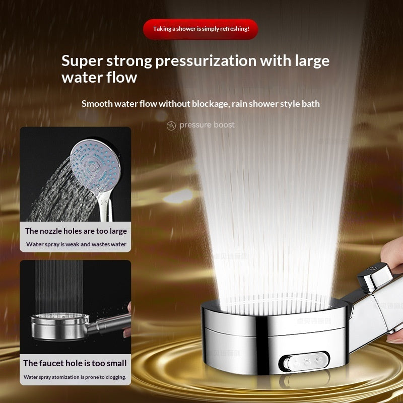 New Powerful Turbo Shower Head Ultra-strong Pressure Shower Faucet One-click Water Stop Shower Spray